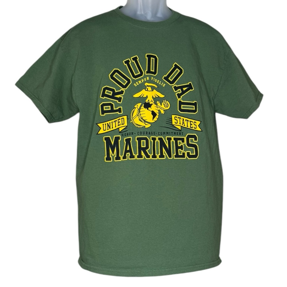 Green Proud Dad Marines T-Shirt